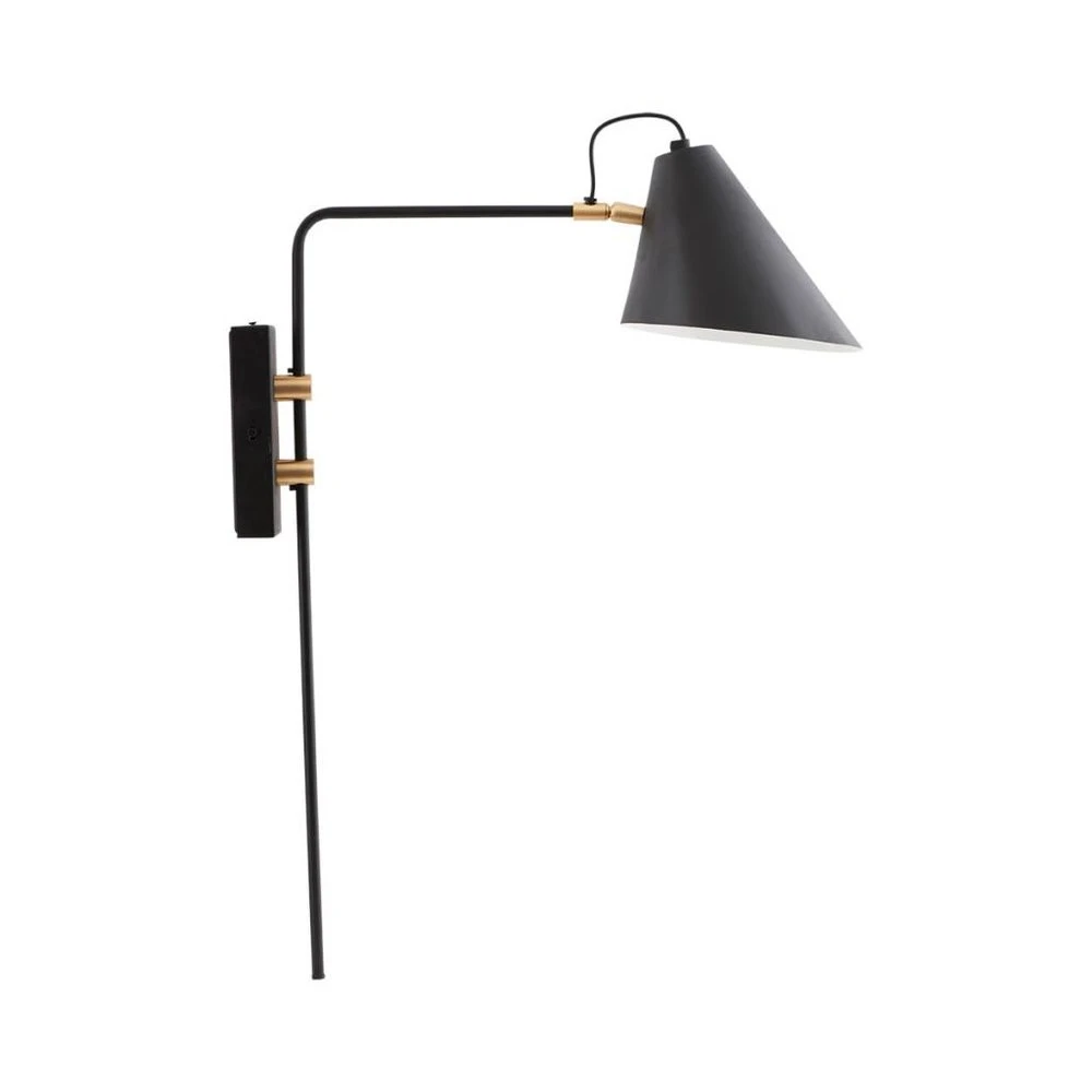 House Doctor Club Wandlamp Zwart Metaal Messing
