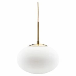 House Doctor Opal Hanglamp Messing Met Wit Glazen Kap