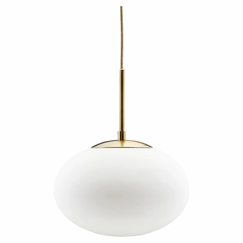 House Doctor Opal Hanglamp Messing Met Wit Glazen Kap