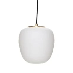 Hubsch Hanglamp Wit Glas Met Messing Detail