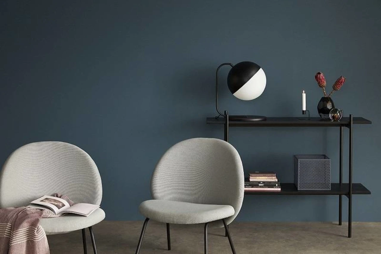 Hubsch Tafellamp Zwart Metaal Met Wit Glas - Afbeelding 2